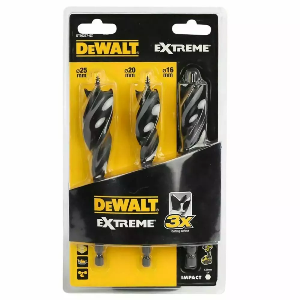 Zestaw 3 szt. wierteł do drewna 16/20/25 DeWALT DT90237 1