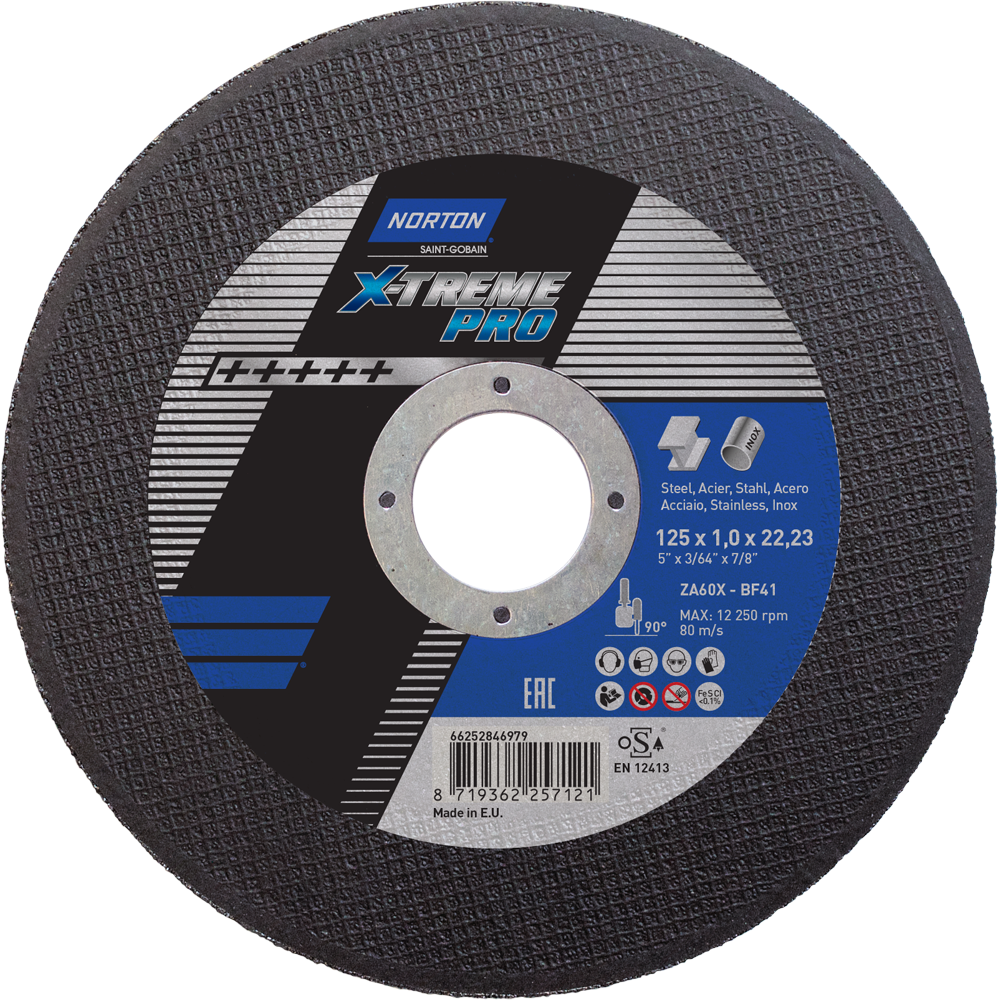 Tarcza do cięcia metalu 125x1x22,23 X-Treme Pro płaska Norton 66252846979 1