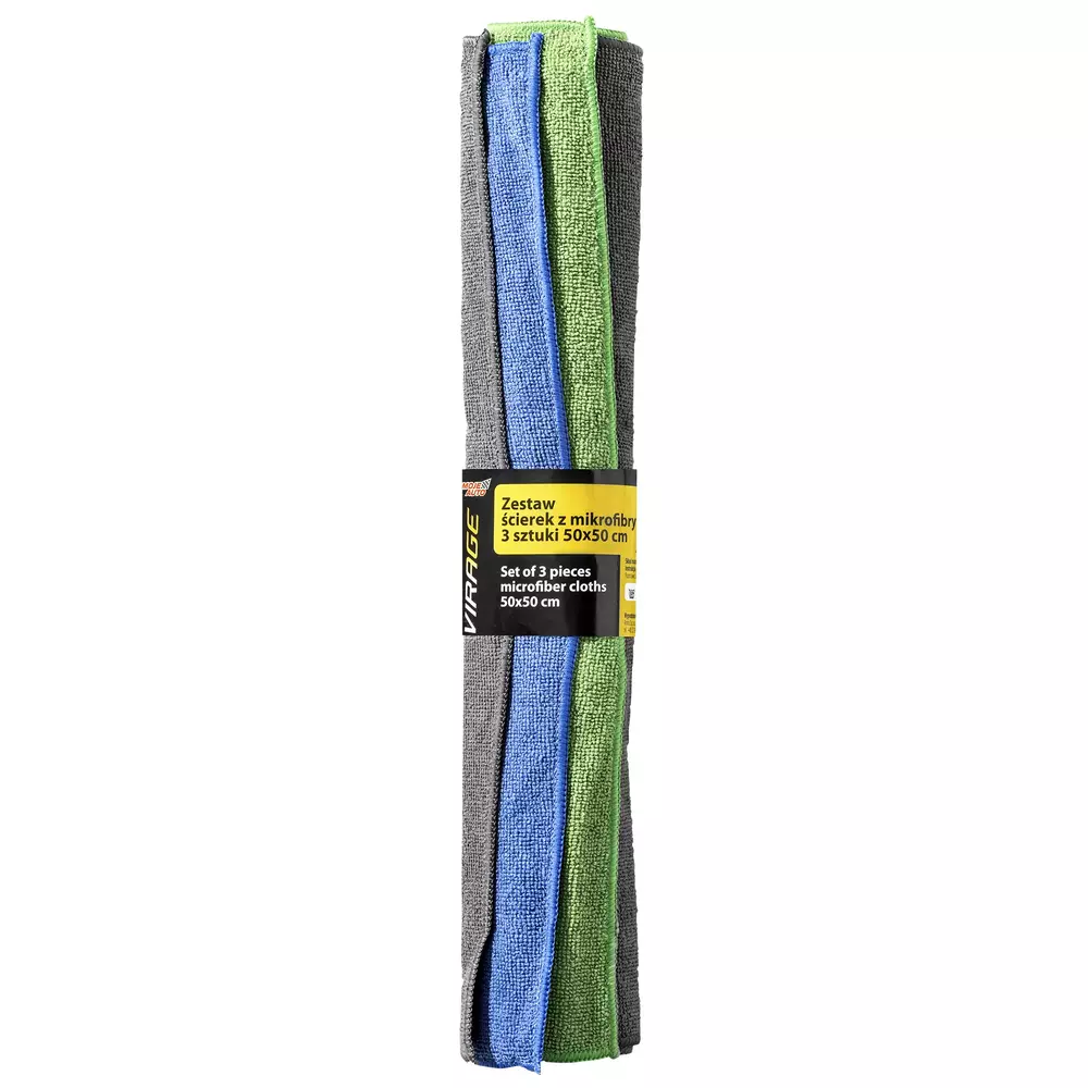 Zestaw ściereczek z mikrofibry 3 szt 50cm x 50cm MOJE AUTO VIRAGE 1