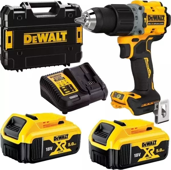 Wiertarko-wkrętarka udarowa 18V 90Nm aku 2x5Ah + ładowarka + walizka DeWALT DCD805P2T 1