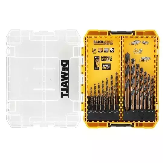 Zestaw 21 szt. wierteł do metalu, HSS-G BLACK & GOLD DeWALT DT70755 small Tough Case+ 1
