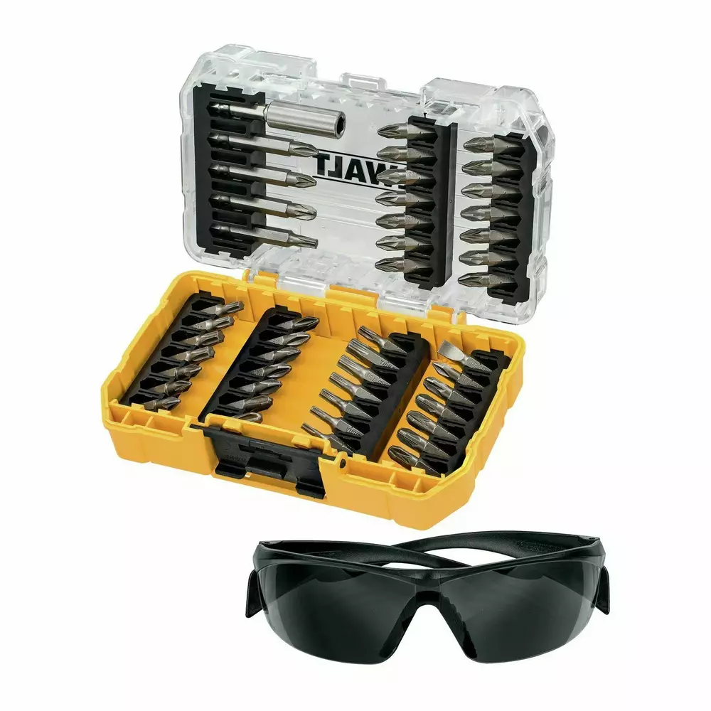 Zestaw 47 szt. końcówek 1/4", SMALL TOUGH CASE+, DeWALT DT70703 + okulary ochronne 1