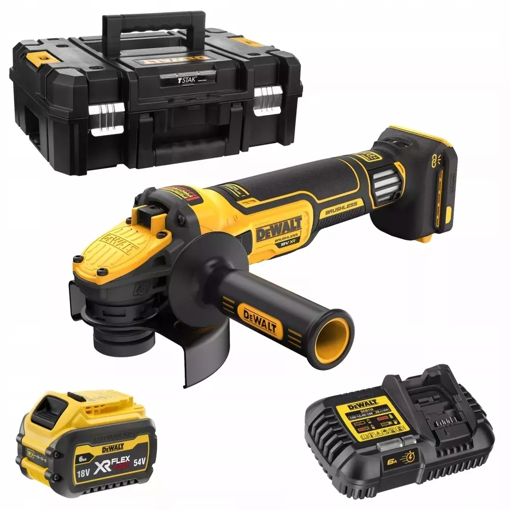 Szlifierka kątowa 125mm 18V z regulacją obrotów + walizka walizka + ładowarka + aku 1x6Ah DeWALT DCG409VST1 1
