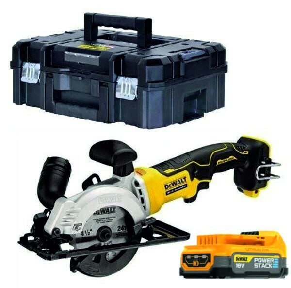 Kompaktowa pilarka tarczowa 115mm 18V walizka + 1x1,7Ah POWERSTACK + ładowarka DeWALT DCS571E1 1