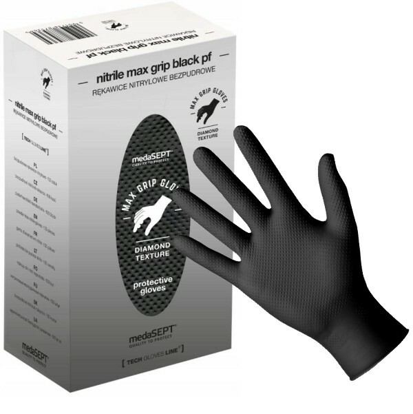 Rękawiczki nitrylowe medaSEPT NITRILE MAX GRIP czarne rozmiar M 1