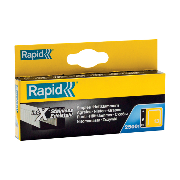 Zszywki Rapid z drutu cienkiego nr 13 (8 mm) ze stali nierdzewnej - op. 2500 szt. RAPID RAPID-11835626 1