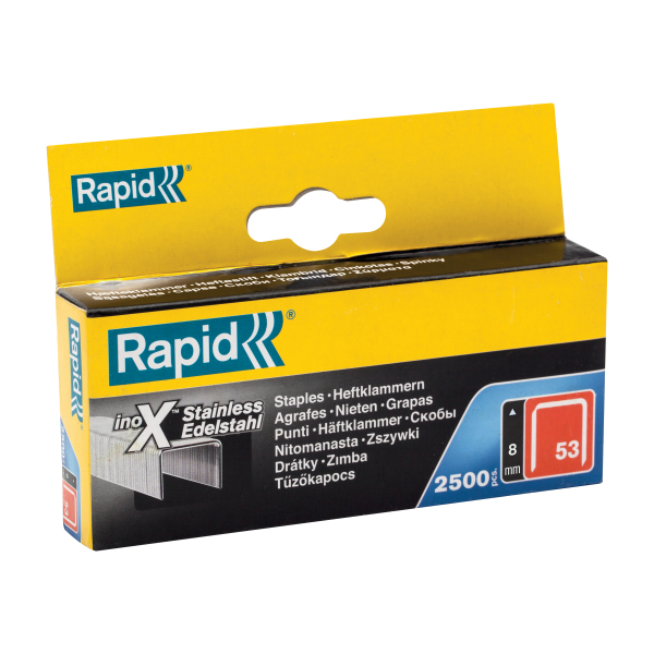 Zszywki Rapid z drutu cienkiego nr 53 (8 mm) ze stali nierdzewnej - op. 2500 szt. RAPID-23808000 1