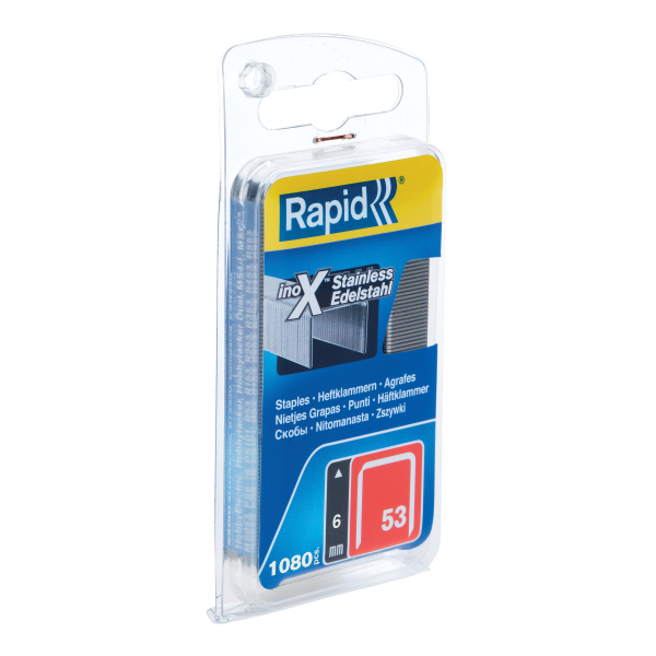 Zszywki Rapid z drutu cienkiego nr 53 (6 mm) ze stali nierdzewnej - op. 1080 szt. RAPID RAPID-40109509 1
