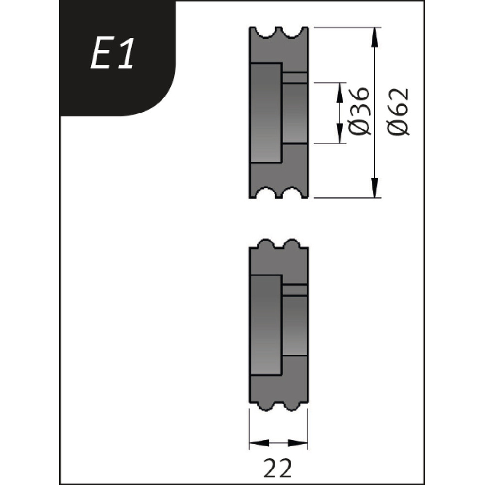 Rolki gnące Metallkraft Typ E1, Ø 62 x 26 x 22 mm 1