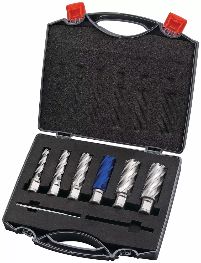 Zestaw 6 wierteł do wiercenia rdzeniowego 12-25 mm HSS TiAlN 30 Optimum 3072010 1
