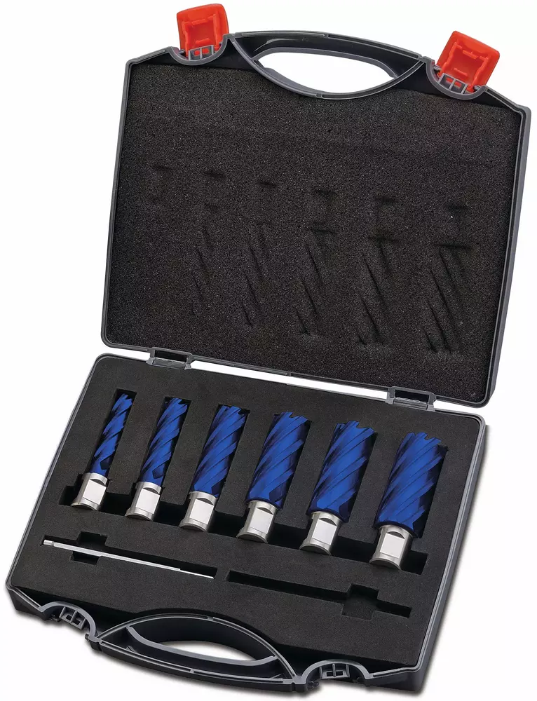 Zestaw 6 wierteł do wiercenia rdzeniowego 12-22 mm HSS TiAlN 30 Optimum 3072020 1