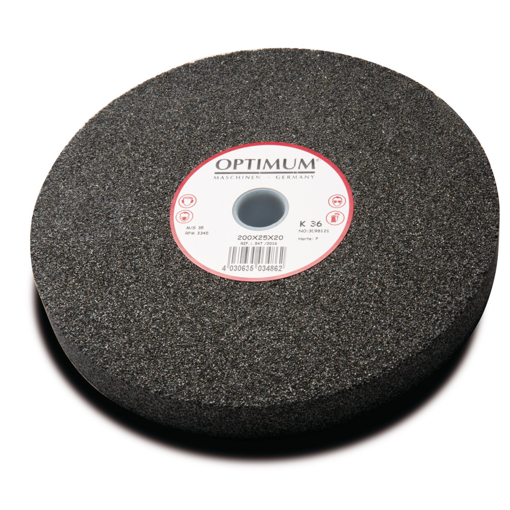 Ściernica korundowa zwykła Optimum Ø 200 x 25 Ø 20 mm, K36, twardość M 1
