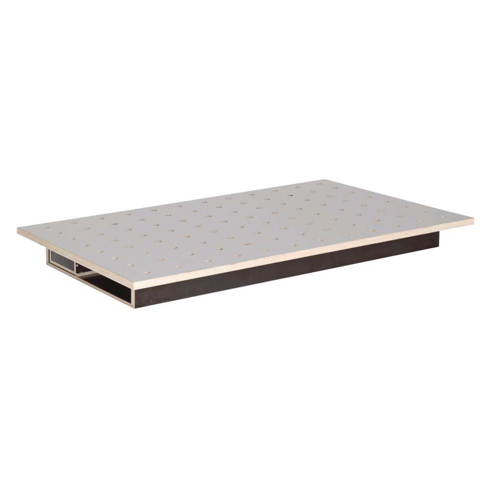Blat stołu Holzkraft 120x80 cm, blat z perforowanej siatki HPL Ø20 mm, z szufladą 1
