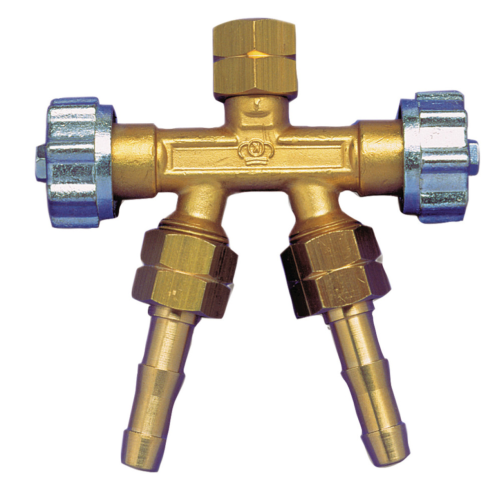 Zawór z podwójnym odgałęzieniem Schweisskraft 1/4" prawy / tlen/argon 1