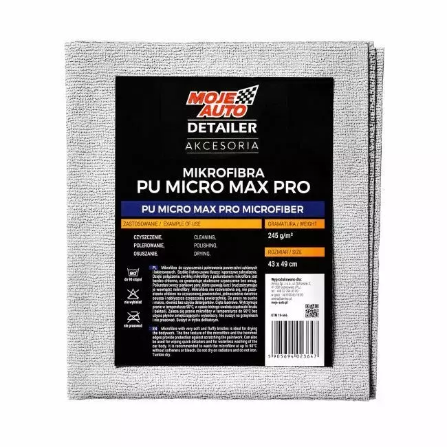 Mikrofibra PU MICRO MAX PRO 245g/m2 49x43cm MOJE AUTO DETAILER 1