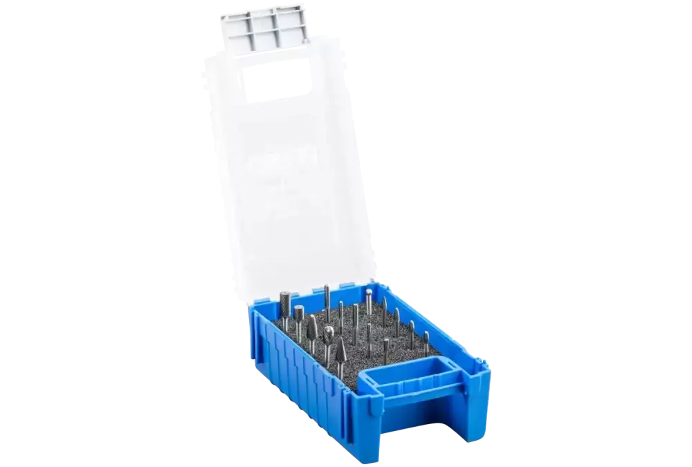 Zestaw małych trzpieni frezarskich ze stopów twardych 15-częściowy z uzębieniem 5 Ø6/4/3/2 mm trzonek Ø 3 mm uniwersalny 1