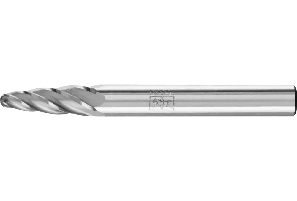Wysokowydajny trzpień frezarski ze stopów twardych ALU, kształt stożkowy RBF Ø 06 x 18 mm, trzonek Ø 6 mm do aluminium / metalu 1