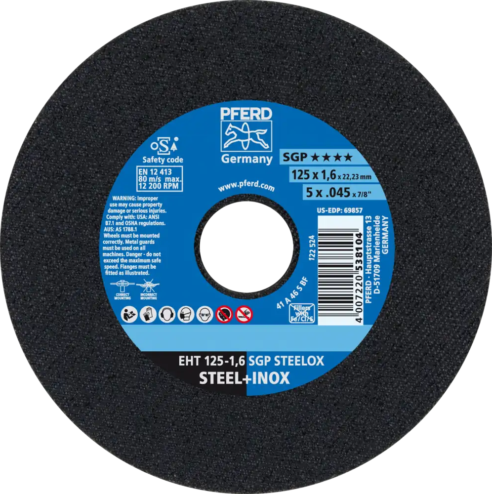 Tarcza do cięcia metalu 125x1,6x22,23 SGP STEELOX płaska Pferd 61331420 1