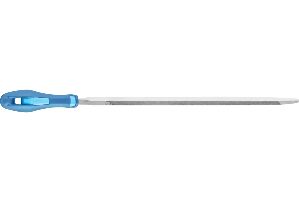 Pilnik do ostrzenia pił z uchwytem – trójkątny bardzo wąski 150 mm nacięcie 2 uniwersalny do ostrzenia 1