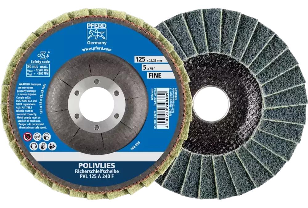 Ściernica włókninowa POLIVLIES PVL Korund Ø 125 mm otwór 22,23 mm A240F do szlifu dokładnego 1