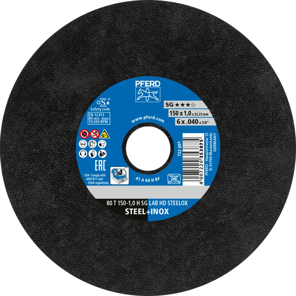 Tarcza do cięcia metalu 150x1x22,23 SG LAB HD STEELOX płaska Pferd 66300010 1