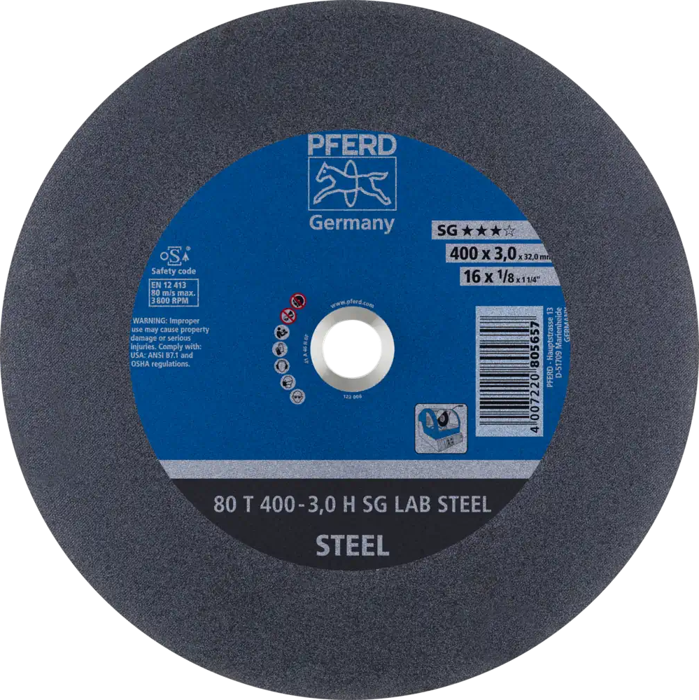 Tarcza do cięcia metalu 400x3x32 SG LAB STEEL płaska Pferd 66300150 1