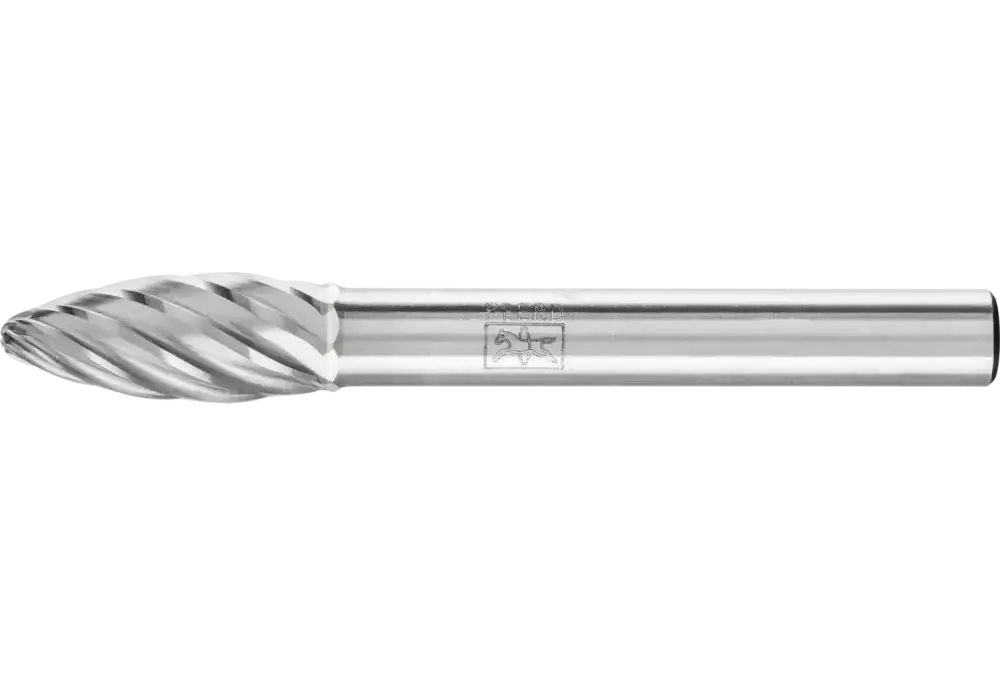 Wysokowydajny trzpień frezarski ze stopów twardych INOX kształt płomienia B Ø 08 × 20 mm trzpień Ø 6 mm do stali nierdzewnej 1