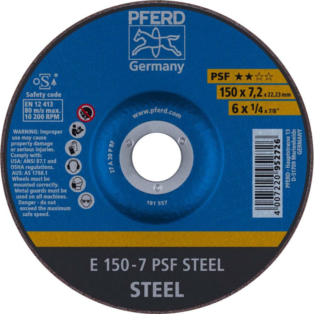 Tarcza do szlifowania metalu 150x7,2x22,23 PSF STEEL wypukła Pferd 62015628 1