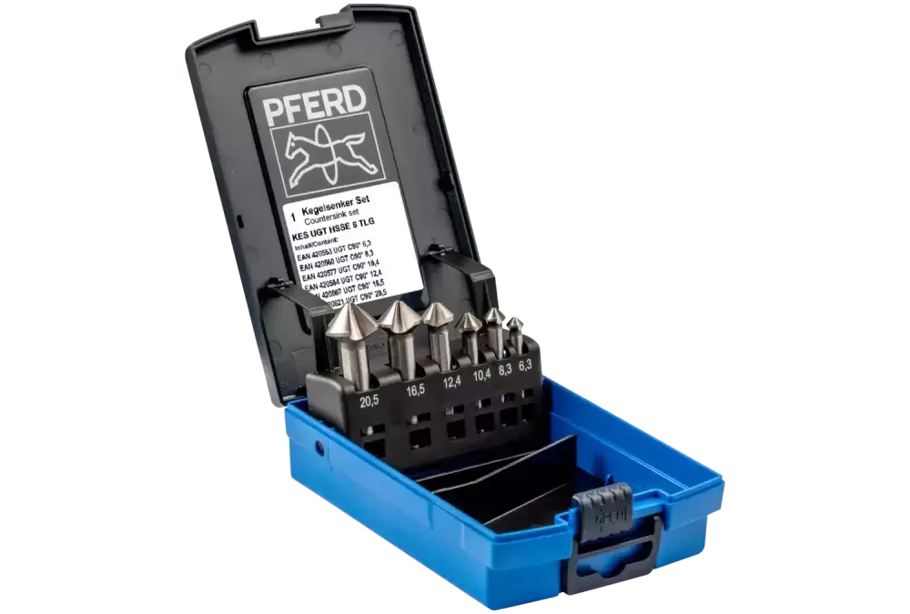 Zestaw 6 pogłębiaczy stożkowych 6,3-20,5mm HSSE UGT DIN 335 C 90° Co5 Pferd 25202195 1