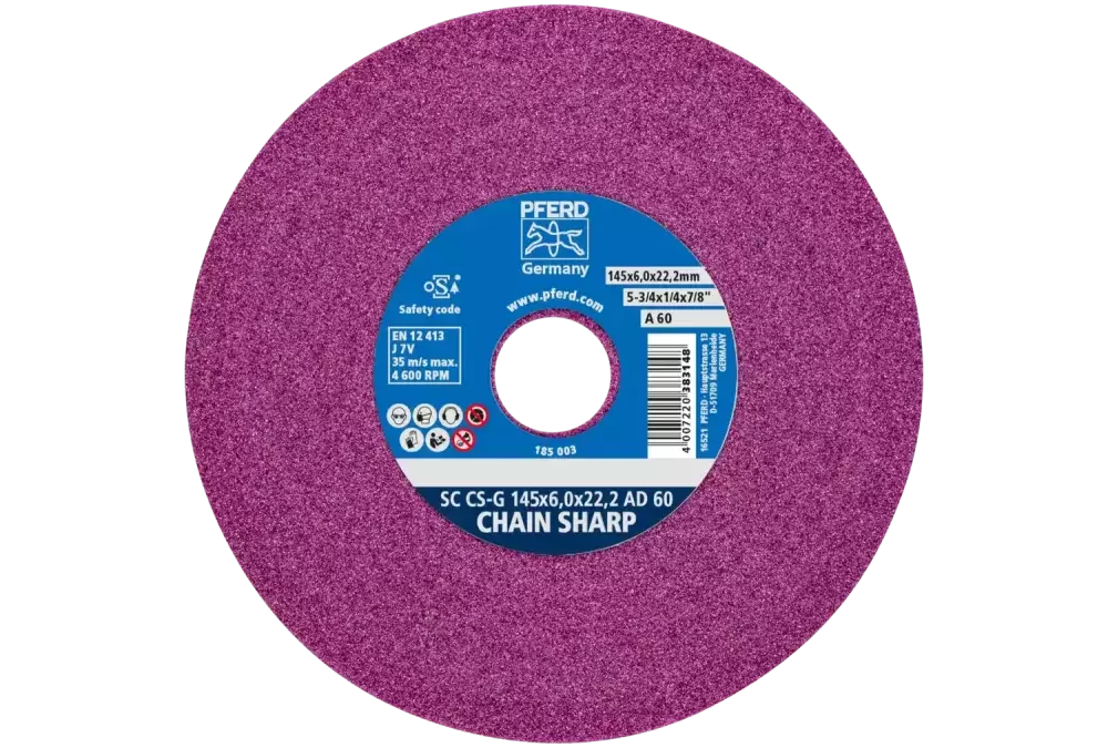 Ściernica tarczowa CHAIN SHARP CS-G Ø 145 × 6,0 mm otwór Ø 22,2 mm A60 do ostrzenia łańcuchów pił łańcuchowych 1