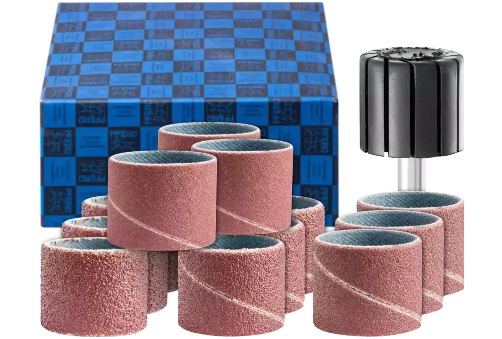 Zestaw opasek ściernych 13-częściowy Korund Ø 22 × 20 mm A60,80,150,240 z uchwytem trzpień Ø 6 mm 1