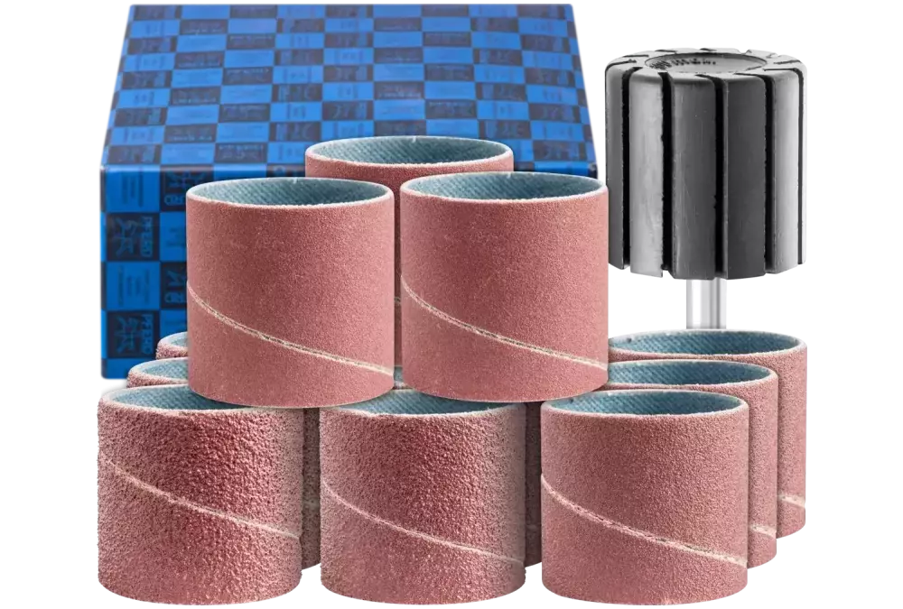 Zestaw opasek ściernych 13-częściowy Korund Ø30 × 30 mm A40,60,80,150 z uchwytem trzpień Ø6 mm 1
