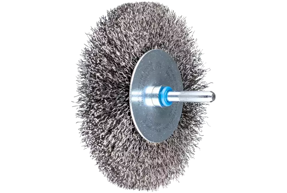 Szczotka tarczowa niepleciona RBU Ø100 × 15 mm trzpień Ø6 mm drut ze stali nierdzewnej Ø0,30 1