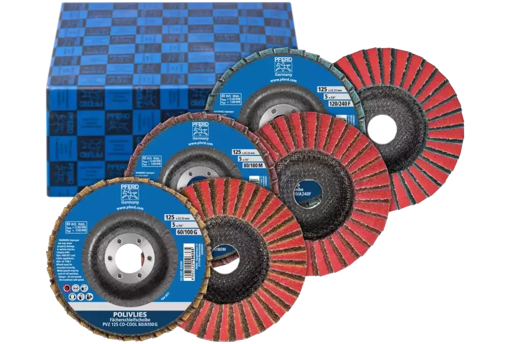 Ściernice włókninowe POLIVLIES zestaw PVZ 3-częściowy ceramiczny Ø125 mm otw. Ø22,23 mm CO-COOL60/G,80/M,120/F 1