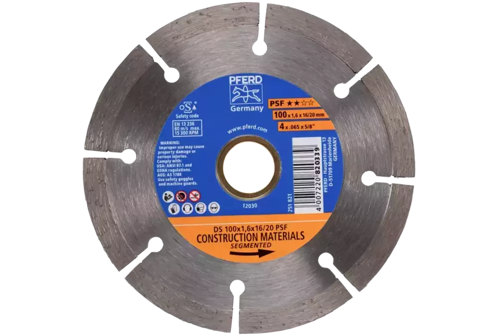 Diamentowa ściernica do przecinania DS 100 × 1,6 × 16/20 mm PSF do szybkiego cięcia kamienia i betonu 1