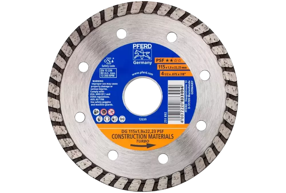 Diamentowa ściernica do przecinania DG 115 x 1,9 x 22,23 mm PSF do cięcia kamienia/betonu, wysoka jakość cięcia 1