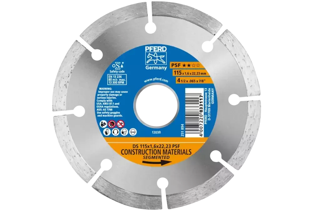 Diamentowa ściernica do przecinania DS 115 x 1,6 x 22,23 mm PSF do szybkiego cięcia kamienia i betonu 1