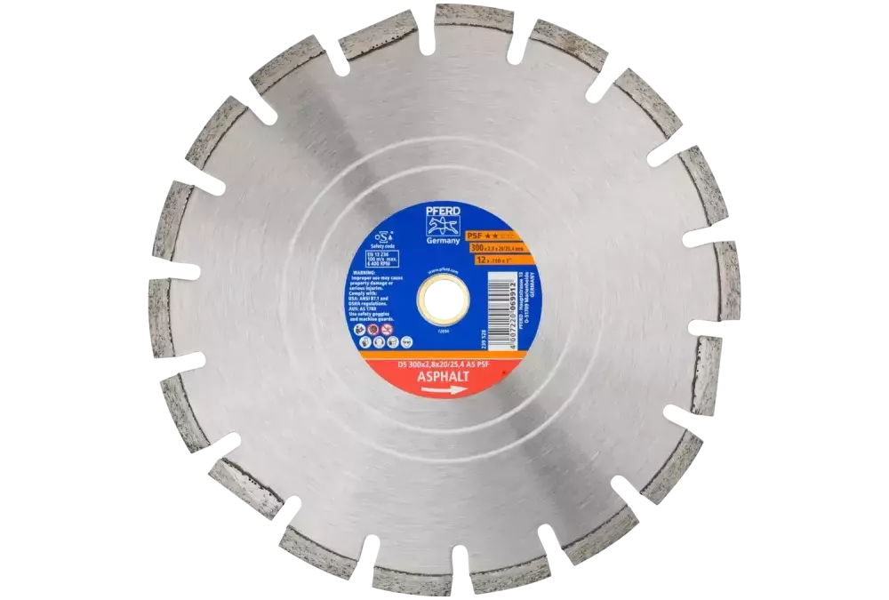 Diamentowa ściernica do przecinania DS 300 x 2,8 x 20/25,4 mm PSF do szybkiego cięcia asfaltu 1