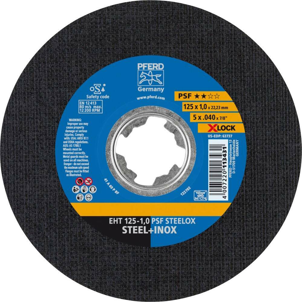 Tarcza do cięcia metalu 125x1x22,23 X-LOCK PSF STEELOX płaska Pferd 69198289 1
