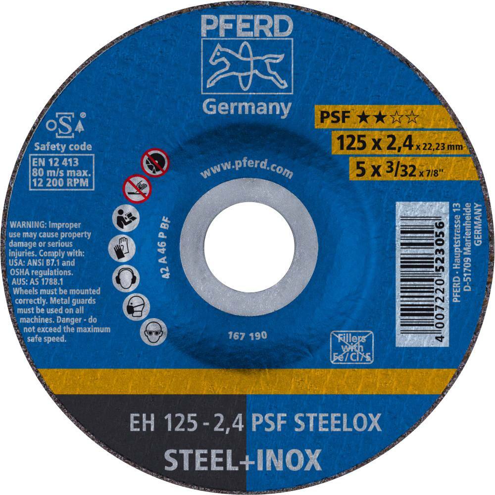 Tarcza do cięcia metalu 125x2,4x22,23 PSF STEELOX wypukła Pferd 69198292 1