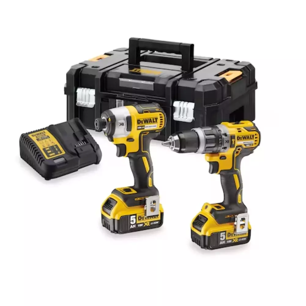 Zestaw 2 elektronarzędzi 18 V XR wiertarko-wkrętarka z udarem DCD796 + zakrętarka udarowa 1/4 DCF887 + 2x5Ah + walizka DeWALT DCK266P2T 1