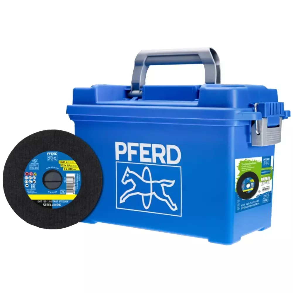 Pakiet 100 szt. tarcz do cięcia metalu 125x1x22,23 PSF STEELOX płaska kufer Pferd 69902459 1