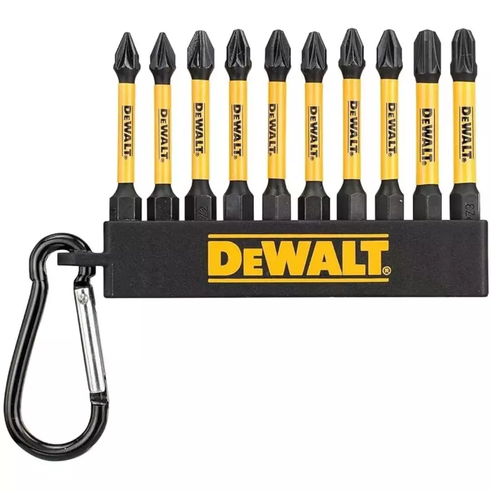 Zestaw 10 szt. końcówek udarowych ¼" Extreme® Flextor do wkrętów PZ i PH o długości 57mm w uchwycie z karabińczykiem DeWalt DT7274-QZ 1