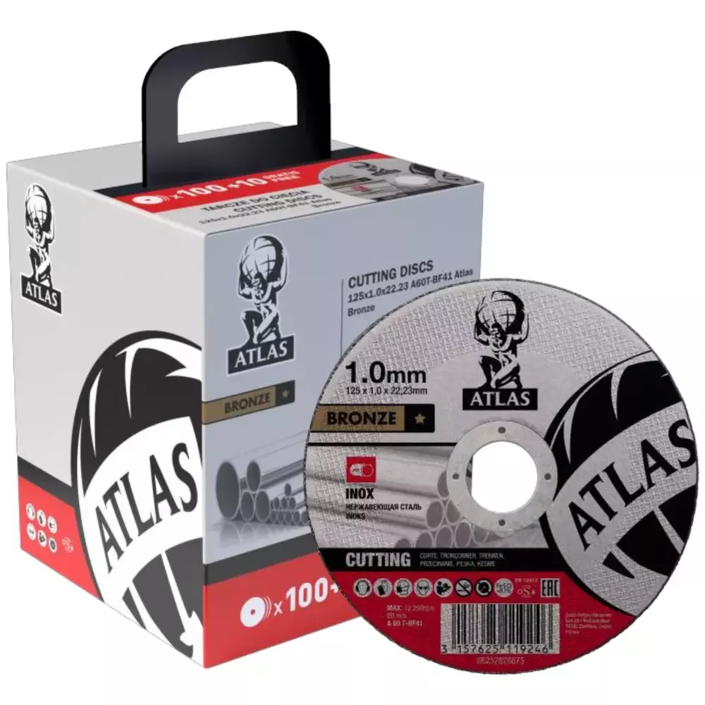 Pakiet 100 szt. tarcz do przecinania ATLAS 125x1 + 10 szt. GRATIS! 1