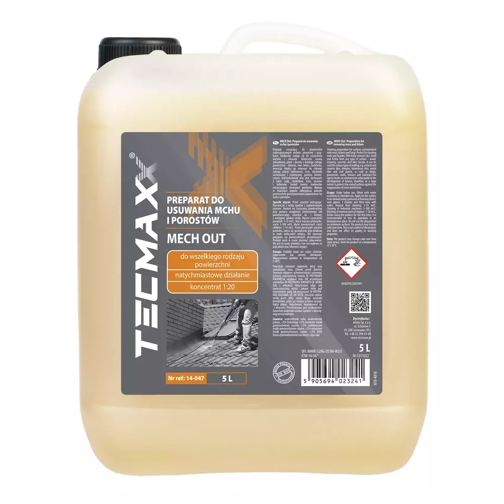 Preparat MECH OUT do usuwania mchów, glonów, grzybów z dachów i elewacji 5L TECMAXX 1