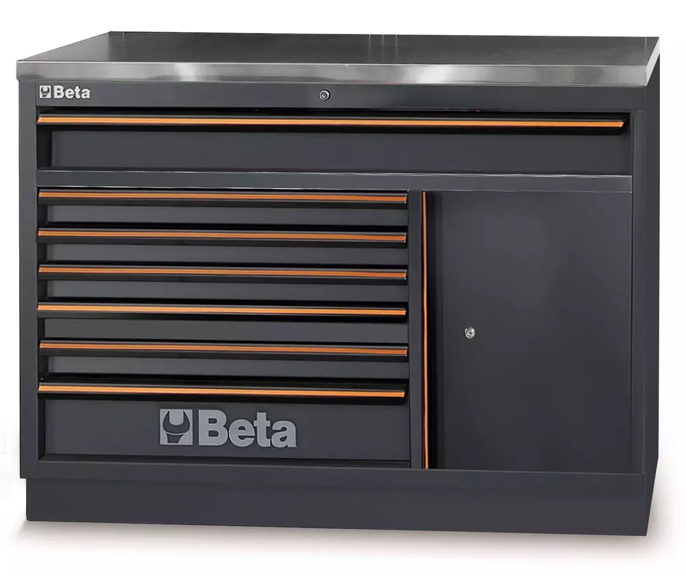 Moduł stały 7 szufladowy z drzwiami i stalowym blatem system C45PRO Beta C45PRO2.0/M7A/X 1