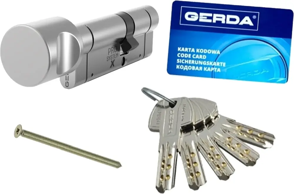 Wkładka profilowa GERDA PRO SYSTEM X 40g/55 z gałką po stronie 40mm, nikiel satynowy 1