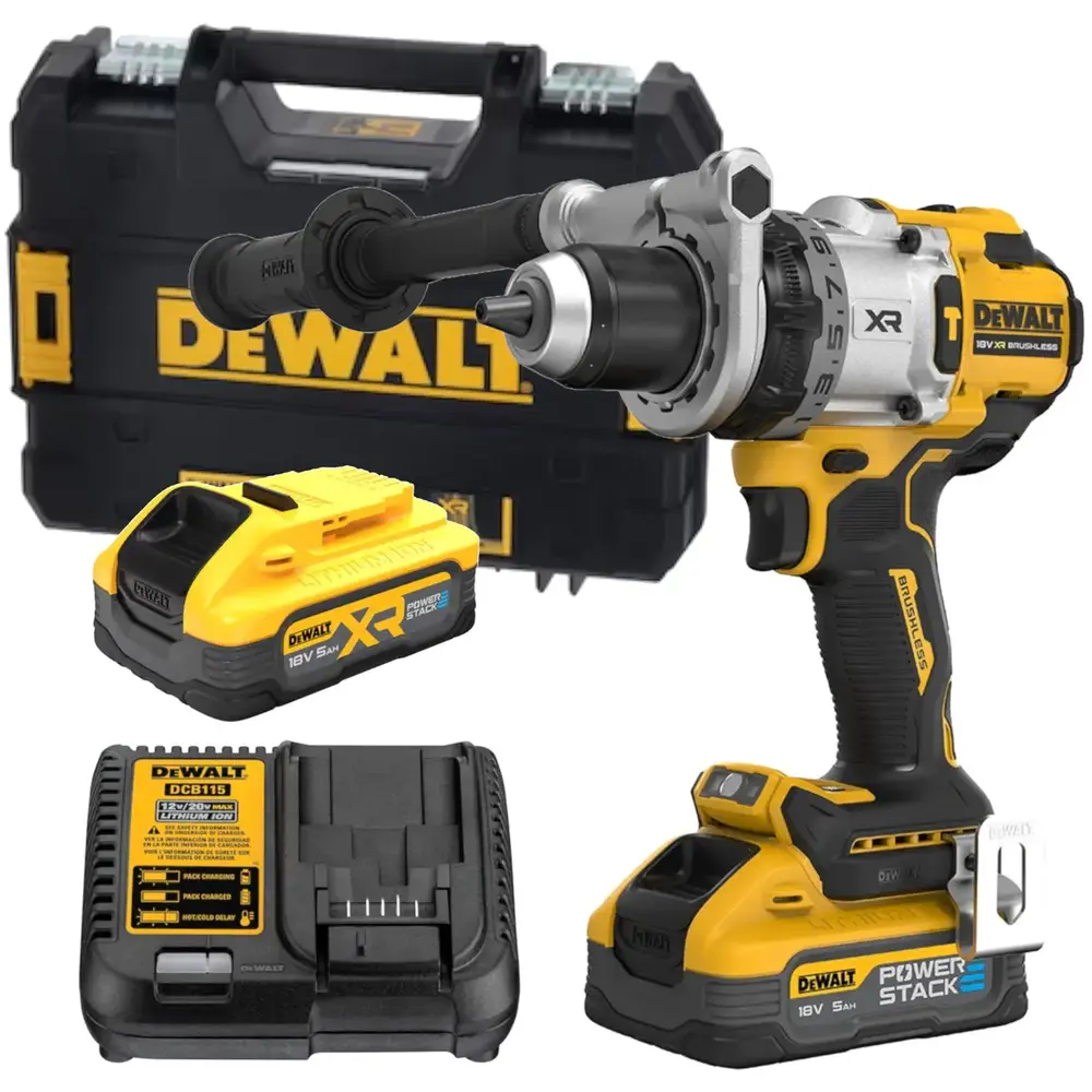 Wkrętarka udar 169Nm 2x5Ah Powerstack + walizka + ładowarka DeWalt DCD1007H2T 1