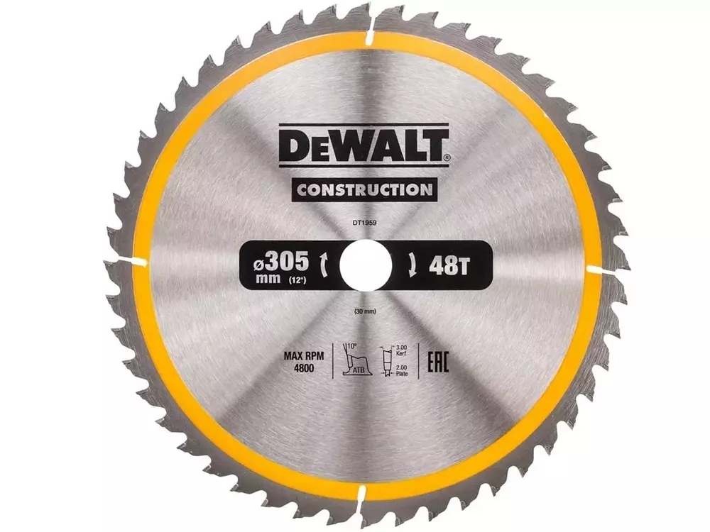 Piła tarczowa do cięcia drewna ø305x30x2,00mm, grubość cięcia 3,0mm, 48 zębów, CONSTRUCTION DeWalt DT1959 1