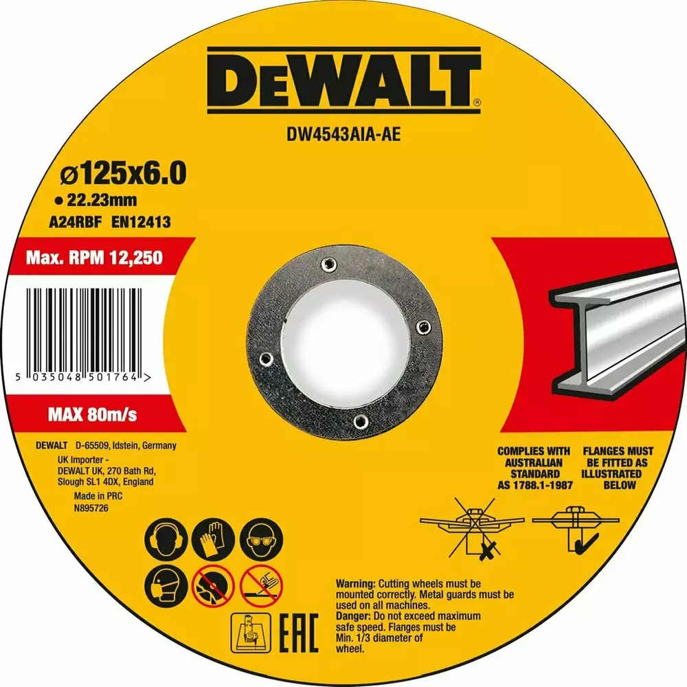 Tarcza do szlifowania metalu ø125x22,23x6 mm DeWalt DW4543AIA-AE 1